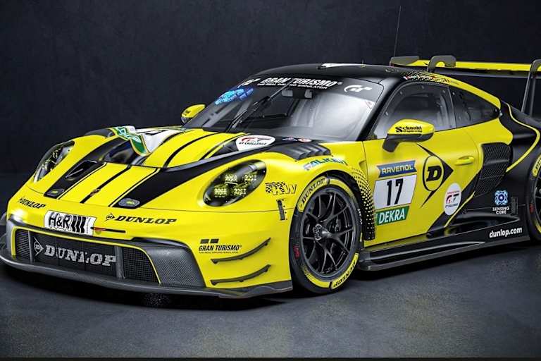 Bei der NLS 2026 startet ein Porsche 911 GT3 in klassischen Dunlop-Farben