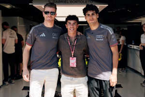 Marc Marquez mit den Audi-Piloten Nico Hülkenberg und Gabriel Bortoleto