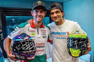 Zarco-Ersatz Crutchlow und der WM-Zweite Martin mit Helmtausch