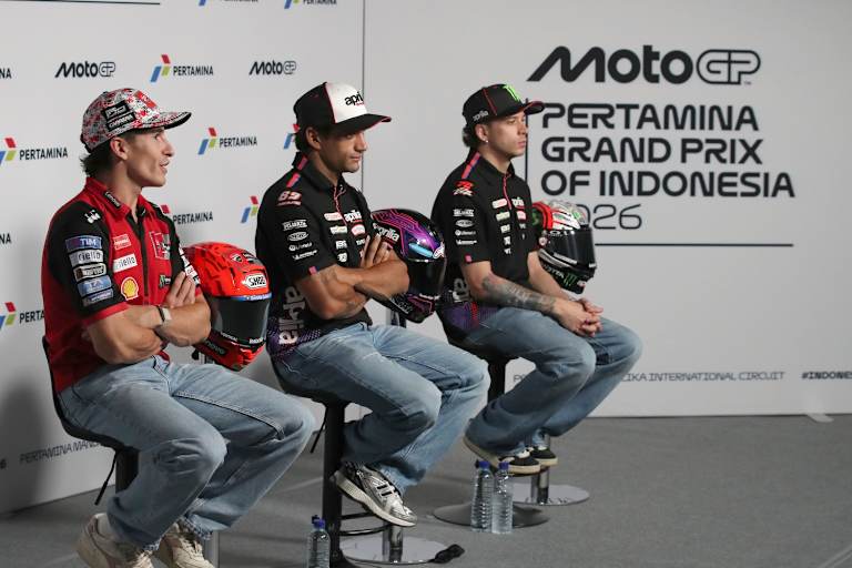WM-Leader Jorge Martin zwischen den Rivalen Marc Marquez & Marco Bezzecchi