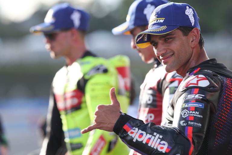 Wieder bei einer Siegerehrung: Aprilia-Pilot Jorge Martin