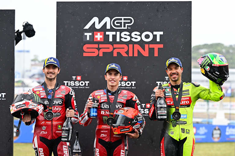 Sprint-Sieger: Marc Marquez, Pecco Bagnaia und Franco Morbidellli