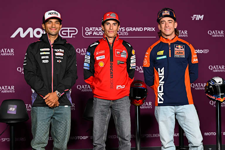 Jorge Martin (li.) an der Seite von Marc Marquez und Pedro Acosta