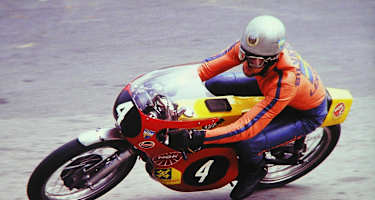 Börje Jansson auf einer Maico, Sachsenring 1972