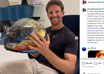 Romain Grosjean mit seinem Helm