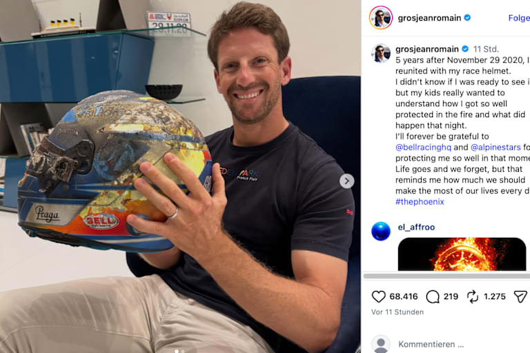 Romain Grosjean mit seinem Helm