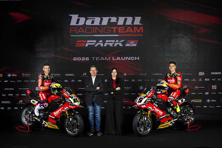 Das Barni-Team (v.l.): Alvaro Bautista, Marco Barnabo und Yari Montella