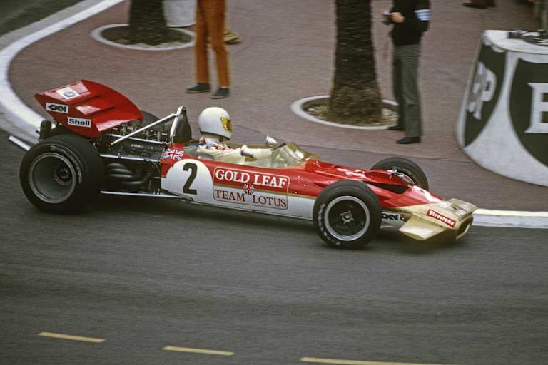 John Miles in Monaco 1970 mit dem Lotus 49