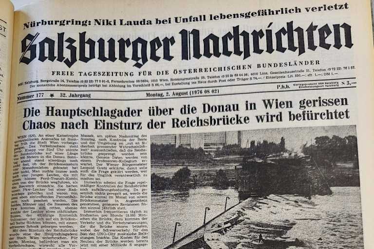 Titelseite der Salzburger Nachrichten am 2. August 1976
