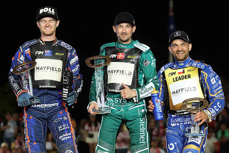 Die Top-3 von Prag (v.l.): Brady Kurtz, Leon Madsen und Bartosz Zmarzlik