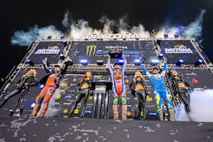 Das 450er-Podium in Daytona mit Eli Tomac, Hunter Lawrence und Ken Roczen