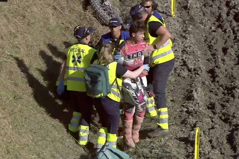 Kevin Brumann konnte nach seinem Crash wieder aufstehen