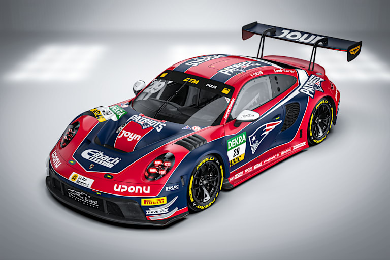 Der Porsche in den Farben der New England Patriots