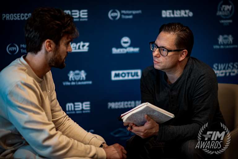 Stefano Manzi (li.) mit SPEEDWEEK.com-Chefredakteur Ivo Schützbach