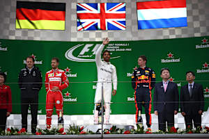 Fahrer mit Sieger-Abo: Sebastian Vettel, Lewis Hamilton, Max Verstappen