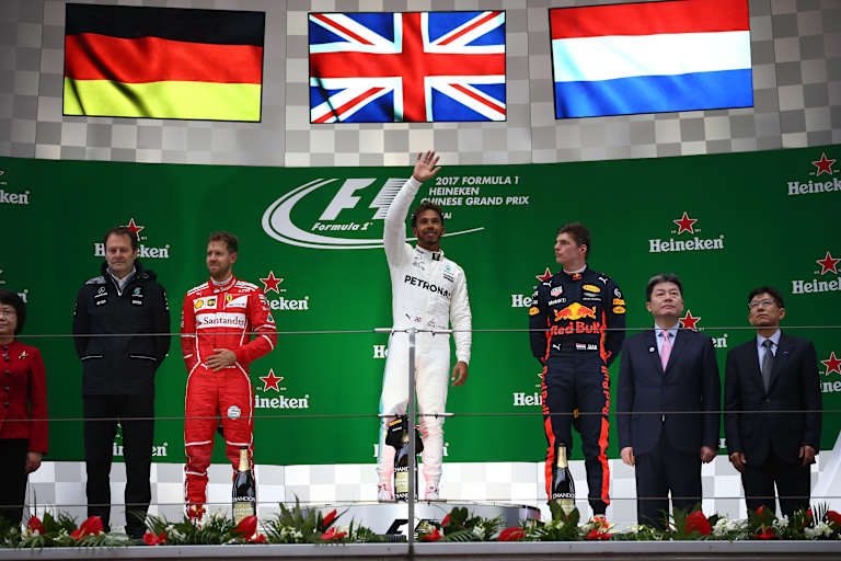 Fahrer mit Sieger-Abo: Sebastian Vettel, Lewis Hamilton, Max Verstappen