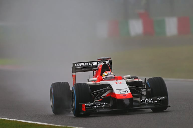 Bianchi mit seinem Marussia-Rennwagen in Japan 2014