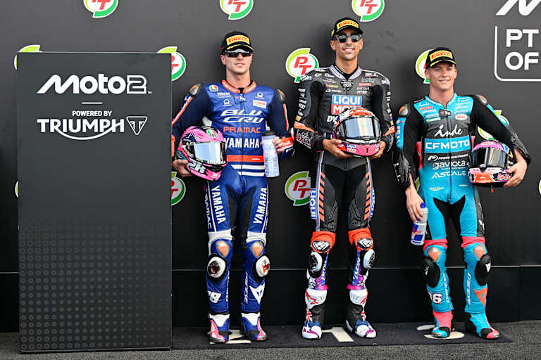 Wollen in die MotoGP (v.l.): Izan Guevara, Senna Agius und Daniel Holgado