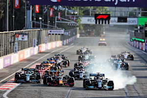 In der ersten Kurve des Baku City Circuit wird's oft heiss