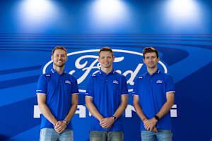 Ford-Fahrer: (v.li.n.re.) Tom Blomqvist, Nick Yelloly und Matt Campbell