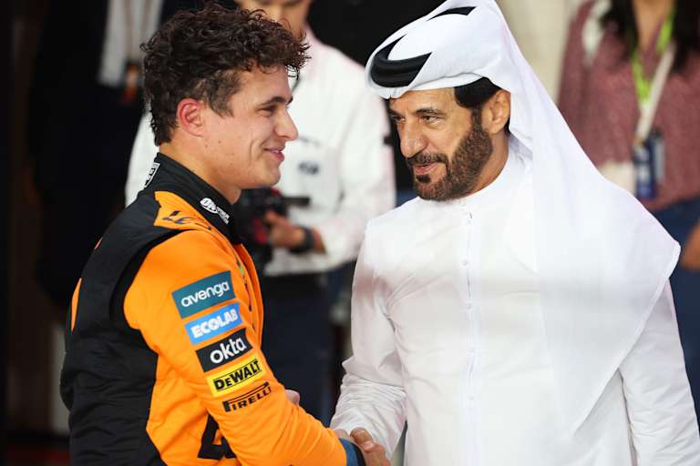 Formel-1-Weltmeister Lando Norris und FIA-Chef Mohammed Ben Sulayem