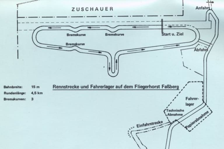 Streckenskizze Faßberg: Start- und Landebahnen plus Schikanen