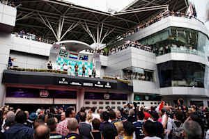 Das letzte Podium in Sepang: 2017 siegte Verstappen vor Hamilton, Ricciardo