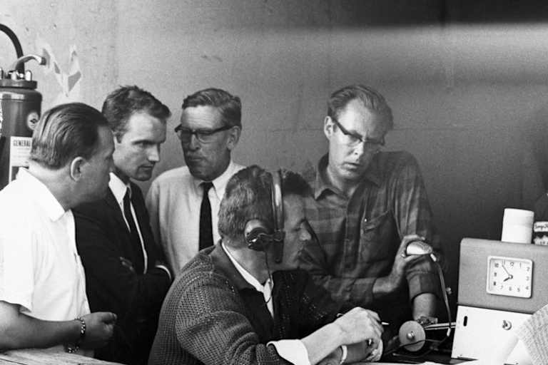 Porsche-Legenden 1966 in Le Mans: Bott, Piëch, von Hanstein, Mezger, Falk 