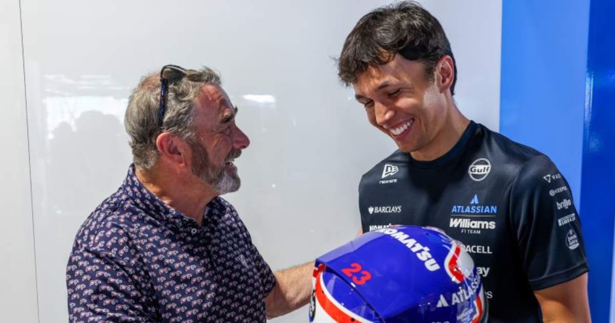 Mit-Nigel-Mansell-Helmdesign-So-f-hrt-Alex-Albon-Williams-in-Barcelona