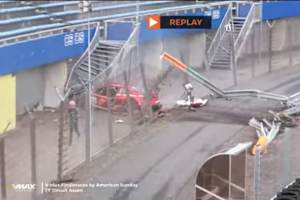 Der BMW M6 GT3 traf eine Treppe der Tribüne!