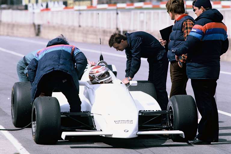 Testfahrten mit dem Brabham-BMW und Nelson Piquet
