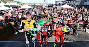 Die Top-3 von Lauf 1 (v.l.): Baldassarri, Bulega und Montella