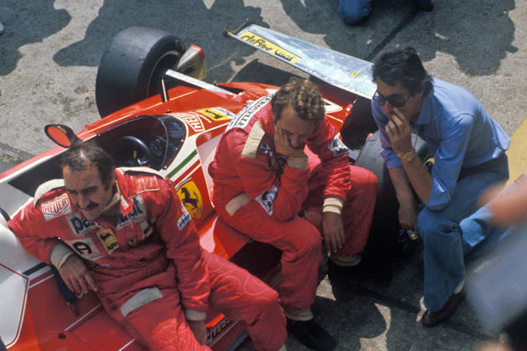 Daniele Audetto mit Clay Regazzoni und Niki Lauda