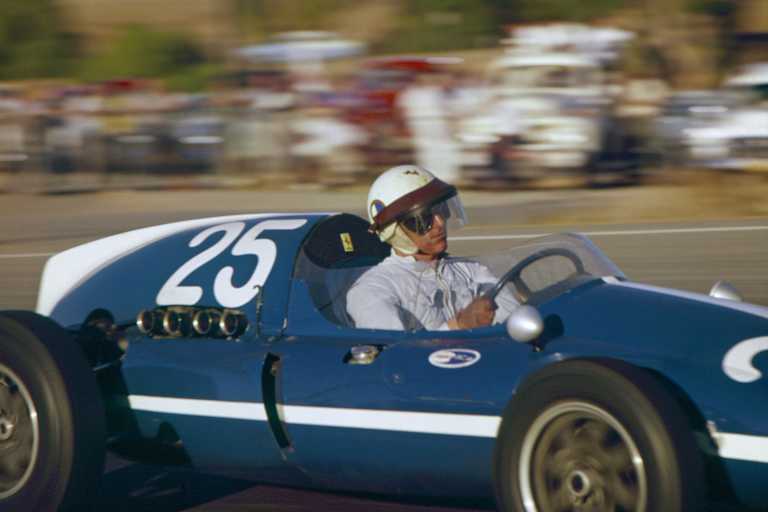 Der US-Amerikaner Pete Lovely beim Heimrennen von Riverside 1960