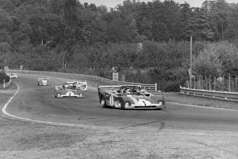Zwei Ferrari 312 PB bei den 500 Kilometer von Imola 1972