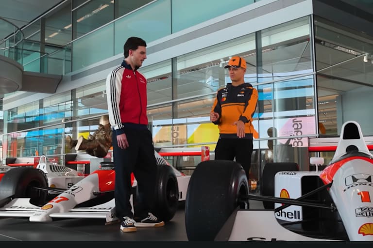 Fußballer Declan Rice und McLaren-Pilot Lando Norris