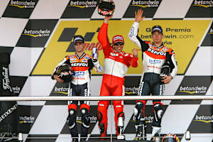 Jerez 2006: Sieger Loris Capirossi vor Dani Pedrosa und Nicky Hayden