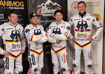 Das für das Eisspeedway der Nationen neuformierte Team Deutschland 