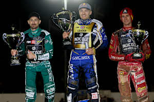 Die Top-3 in Vojens (v.l.): Leon Madsen, Robert Lambert und Max Fricke