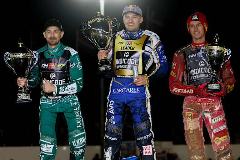 Die Top-3 in Vojens (v.l.): Leon Madsen, Robert Lambert und Max Fricke