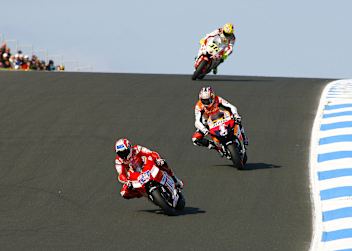Phillip Island 2007: Casey Stoner vor Nicky Hayden und Valentino Rossi