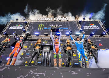 Das 450er-Podium in Daytona mit Eli Tomac, Hunter Lawrence und Ken Roczen
