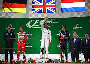 Fahrer mit Sieger-Abo: Sebastian Vettel, Lewis Hamilton, Max Verstappen