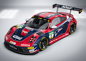 Der Porsche in den Farben der New England Patriots