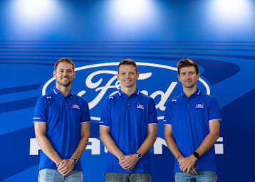 Ford-Fahrer: (v.li.n.re.) Tom Blomqvist, Nick Yelloly und Matt Campbell