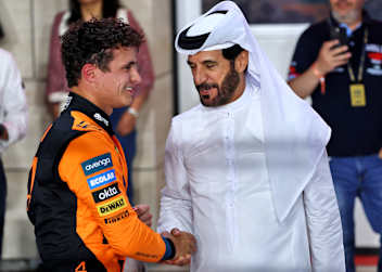 Formel-1-Weltmeister Lando Norris und FIA-Chef Mohammed Ben Sulayem