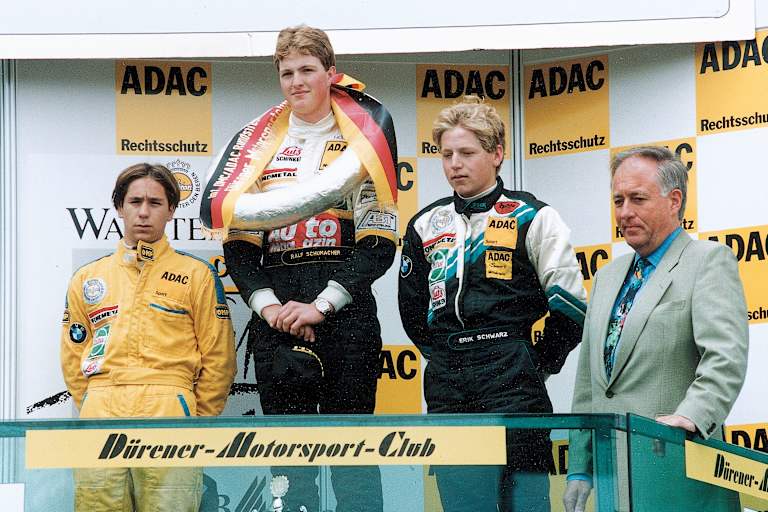 DMC-Chef Hess ’93 mit Junioren Wolf Henzler, Ralf Schumacher, Eric Schwarz 