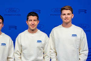 Ford-Piloten: (v.li.) S. Priaulx, Mike Rockenfeller und Logan Sargeant
