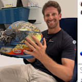 Romain Grosjean mit seinem Helm