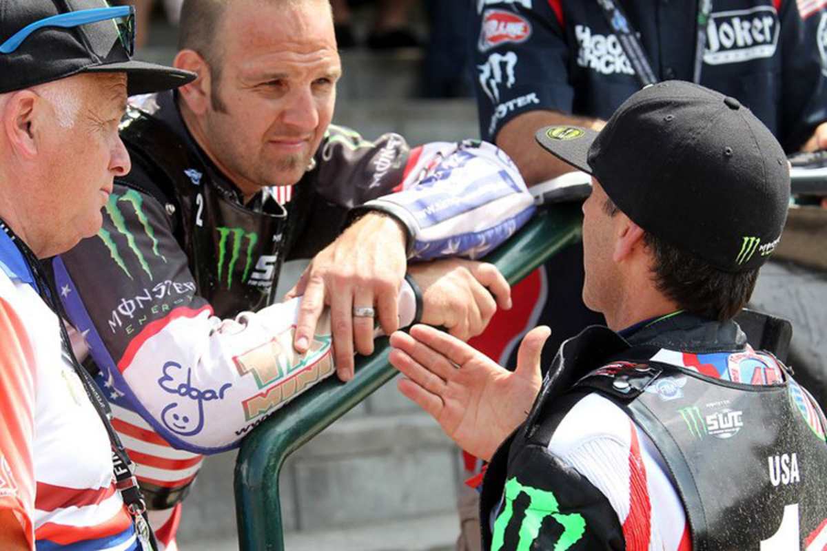 Ryan Fisher (Mitte) und Greg Hancock (re.)